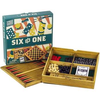 Professor Puzzle Wooden Games Portable Six in One Combination Game Set Compendium