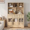 60" Kitchen Pantry Cabinet, Tall Kitchen Cabinet Pantry Cabinet with Glass Doors, Kitchen Cabinet with Drawers Coffee Bar Table - 3 of 4
