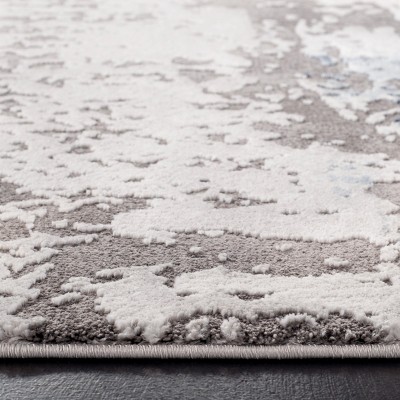 Elysian Gray Abstract 4' Square Synthetic Easy-Care Rug