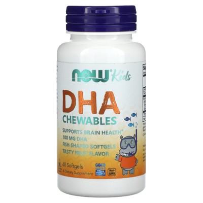 Now Foods Kid's Chewable DHA, Tasty Fruit, 60 Softgels, Omegas and Fish Oil