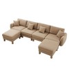 Boucle U-Shaped 4-Seater Sectional Sofa with Shell Armrests & 2 Ottomans - 4 of 4