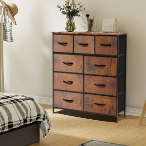DOMETOUR Dresser for Bedroom 9 Drawer Fabric Storage Tower, Storage Cabinet Tall Chest Organizer Unit Bins Living Room Entryway Closet-Gray - 1 of 4