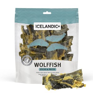 Icelandic+ Sticks & Pieces: Wolffish 9oz - Pure Fish Skin Dog Treats, Air-Dried Single Ingredient Long Lasting Chews - 1 of 4