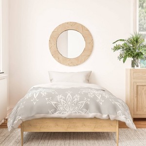 Twin XL Lisa Argyropoulos La Boho Snow Polyester Duvet Cover + Pillow Shams Beige - Deny Designs: Abstract Non-Woven Fabric Set with Hidden Zipper - 1 of 4