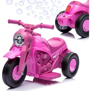 Ride-On Bubble Motorcycle for Kids, 6V Electric 3-Wheel Toy with Light, Music & Bubble Maker - 1 of 4