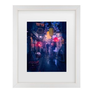 Trademark Fine Art - Javier De La Tokyo Blue Rain Matted Framed Art - 1 of 4