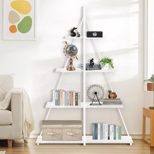 4 Shelf Bookshelf, Sailboat A-Shape Structure, Ladder Display Shelf, Classical Modern Bookshelf Book, For CDs/Books/Films - 1 of 4