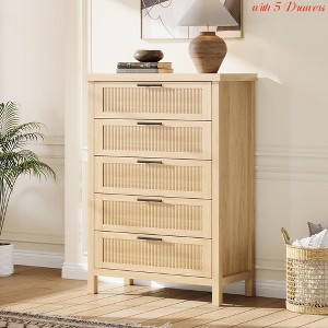 Fluted 5 Drawer Tall Dresser for Bedroom, 42.9'' Tall Chest of Drawers, Wooden Dresser Chest w/ Clothes Storage Cabinet, Large Drawer Organizer - 1 of 4