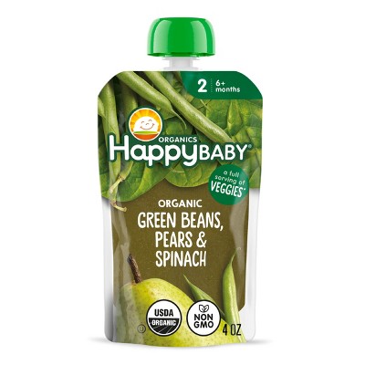 Happy Baby Organics Clearly Crafted Stage 2 Green Beans, Spinach & Pears - 4oz