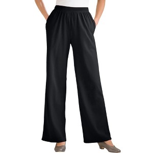 Woman Within Women's Plus Size Tall 7-Day Knit Wide-Leg Pant - 1 of 4