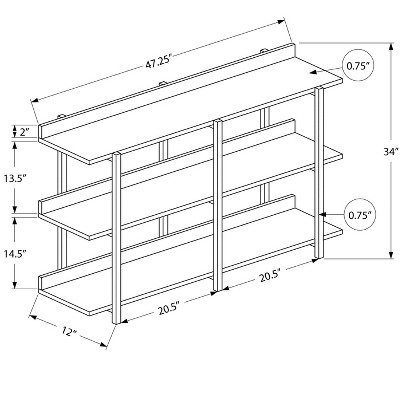 Black Metal and Wood Rectangular Console Table with Storage