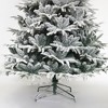 Whisen 7FT Snow Flocked Christmas Tree Artificial Hinged Pine Tree with White Realistic Tips Unlit - White - 4 of 4
