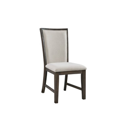 Gray Upholstered High Back Wood Side Chair Set
