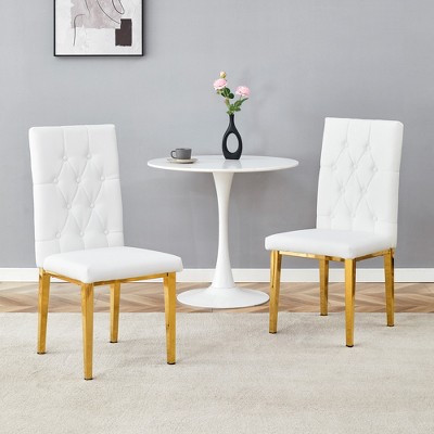 Grungis Velvet Kitchen Chairs Set of 2,Modern Upholstered Armless Dining Chairs with High Back and Metal Legs for Dining Room,Kitchen
