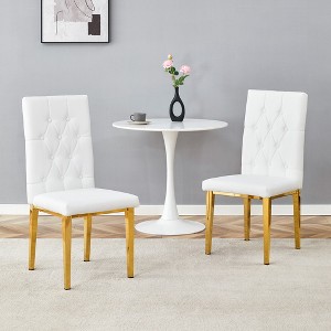 Grungis Velvet Kitchen Chairs Set of 2,Modern Upholstered Armless Dining Chairs with High Back and Metal Legs for Dining Room,Kitchen - 1 of 4