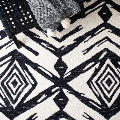 Elegant Square Black Hand-Tufted Wool Area Rug