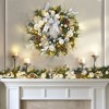 24 In Christmas Wreaths for Front Door,Prelit Wreath with LED Lights Pine Cones Ball Ornaments for Fireplace Mantle Indoor Outdoor Xmas Decor - 2 of 4