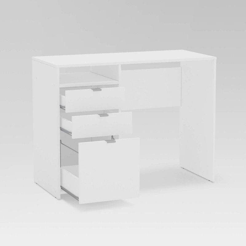 Cambridge 3 Drawer Writing Desk with Shelf White - Polifurniture, 3 of 7