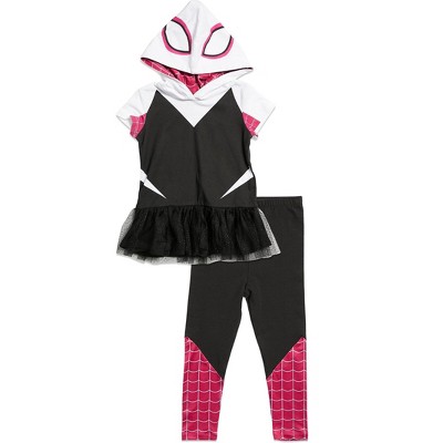 NEW Marvel Spider Girl Leggings Child M/L Red w/ Black Spiders Up