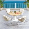 Complete Garden Dining Group Contour Cushioned Chairs & Circular HardwoodTexture Table - 2 of 4