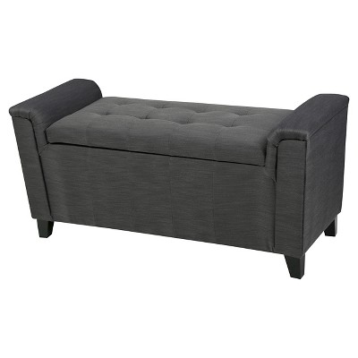 Keiko Armed Storage Bench - Dark Gray - Christopher Knight Home ...