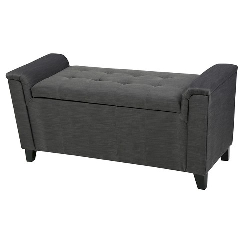 Alden Tufted Fabric Armed Storage Ottoman Bench Christopher Knight Home