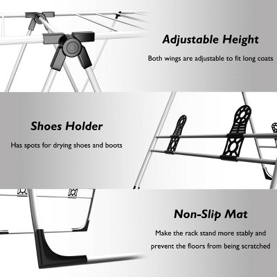 White and Black Steel Freestanding Folding Drying Rack with 2 Tiers
