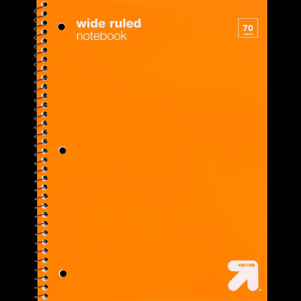 Photos - Notebook Wide Ruled Orange 1 Subject Flexible Plastic Cover Spiral  - up&up