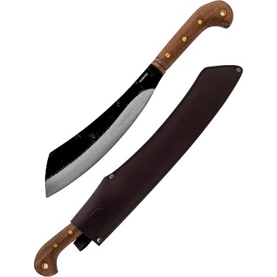 Condor Mini Duku Machete Knife – 10.5in 1075 High Carbon Steel Blade, Walnut Handle, Leather Sheath – 18.5oz