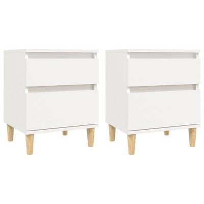 CLIHOME 2 Pieces 2-Drawer Modern Nightstands, Mid Century Bedside Cabinet End Table With Support Legs for Bedroom