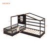 Twin Size Wood House Bed with Fence and Slatted Frame - 4 of 4