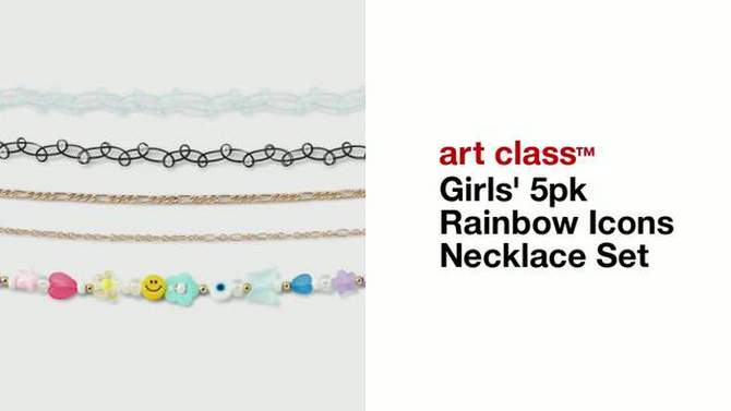 Girls&#39; 5pk Rainbow Icons Necklace Set - art class&#8482;, 2 of 7, play video