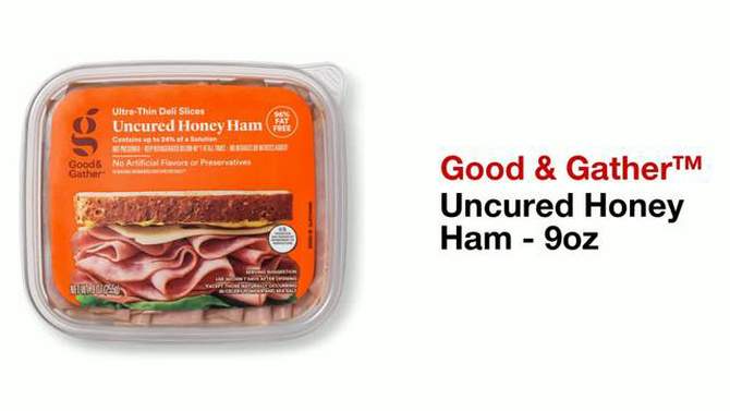Uncured Honey Ham Ultra-Thin Deli Slices - 9oz - Good &#38; Gather&#8482;, 2 of 5, play video