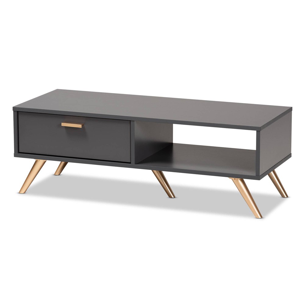 Photos - Coffee Table Kelson Wood  Dark Gray/Gold - Baxton Studio