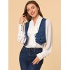 Allegra K Women's Vintage Button-Up Sleeveless Cropped Jean Waistcoat Vest - 2 of 4