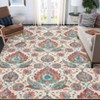 Washable Vintage Floral Distressed Rug Non Slip Low Pile Rug Soft Throw Floor Cover Foldable Indoor Carpet for Living Room Bedroom Playroom Nursery - 4 of 4