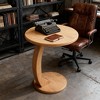 Gulches Small Round C-Shaped End Table (Brown) Retro Boho Wooden Sofa Side Table/Bedside Nightstand for Living Room - 4 of 4