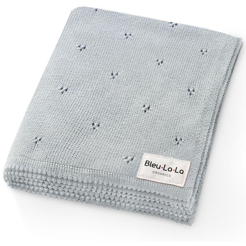 Luxury 100% Organic Cotton Pointelle Baby Receiving Swaddle Blanket for Infants Boys and Girls, 1 of 9