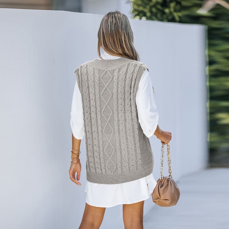 Women's Cable Knit V Neck Sweater Vest - Cupshe, 4 of 7