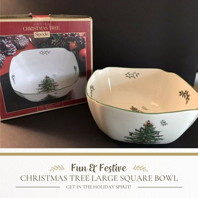 White and Green Ceramic Christmas Tree Serving Bowl