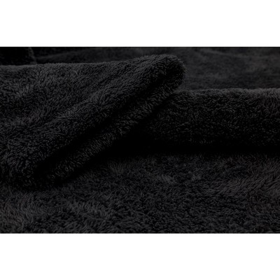 Black Unisex Shawl Collar Fleece Bathrobe, S/M