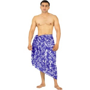 HAPPY BAY Men's Beachwear Wraps Vacation Lava Lava Swimwear Beach Summer Swimwear Pareo Long Sarong Wrap One Size Blue, Floral - 1 of 4