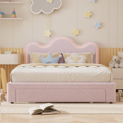 Whizmax Bed Frames Lamb Velvet Twin Beds Cute Platform Bed Frame for Girls, Boys,Sturdy Platform Bed, No Box Spring Needed, Wooden Slats, Noise Free