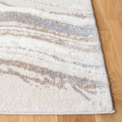 Ivory and Gray Abstract Shag Runner Rug 2'2" x 9'