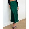 Women's 2025 Satin Midi Skirt - Elegant High Waist A-Line for Cocktail & Wedding Events Dark Green - 2 of 4