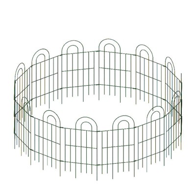 Dolonm 32" Tall 14-Panel Metal Garden Fence - 20.4ft Animal Barrier, Galvanized Rustproof, No Tools Movable Pet Fence for Yard