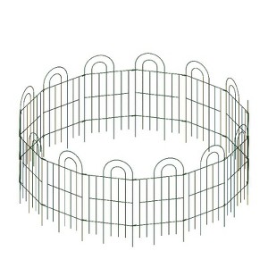Dolonm 32" Tall 14-Panel Metal Garden Fence - 20.4ft Animal Barrier, Galvanized Rustproof, No Tools Movable Pet Fence for Yard - 1 of 4