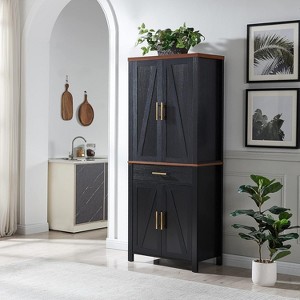 Kings Brand Furniture - 72" Freestanding Kitchen Pantry Storage Cabinet Cupboard with Doors Adjustable Shelves & Drawer - 1 of 4