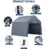 Outdoor Storage Shed Carport with Roll-up Ventilated Door and Windows, Heavy Duty Waterproof Tarp, Portable Garage for Motorcycle, Bike, Garden Tools - 4 of 4