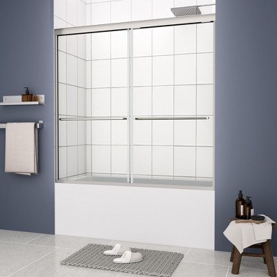 NicBex Double Sliding Shower Door Tempered Glass for Bathtub